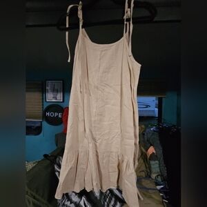 SHEIN Cream Tie-Strap Midi Dress